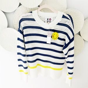 Keri Rosenthal NWT Women's Striped Sweater - White, Blue, and Yellow